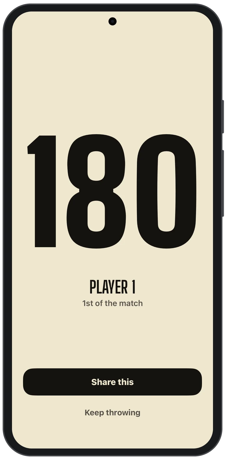 Treble Top on an Android phone, celebrating a 180